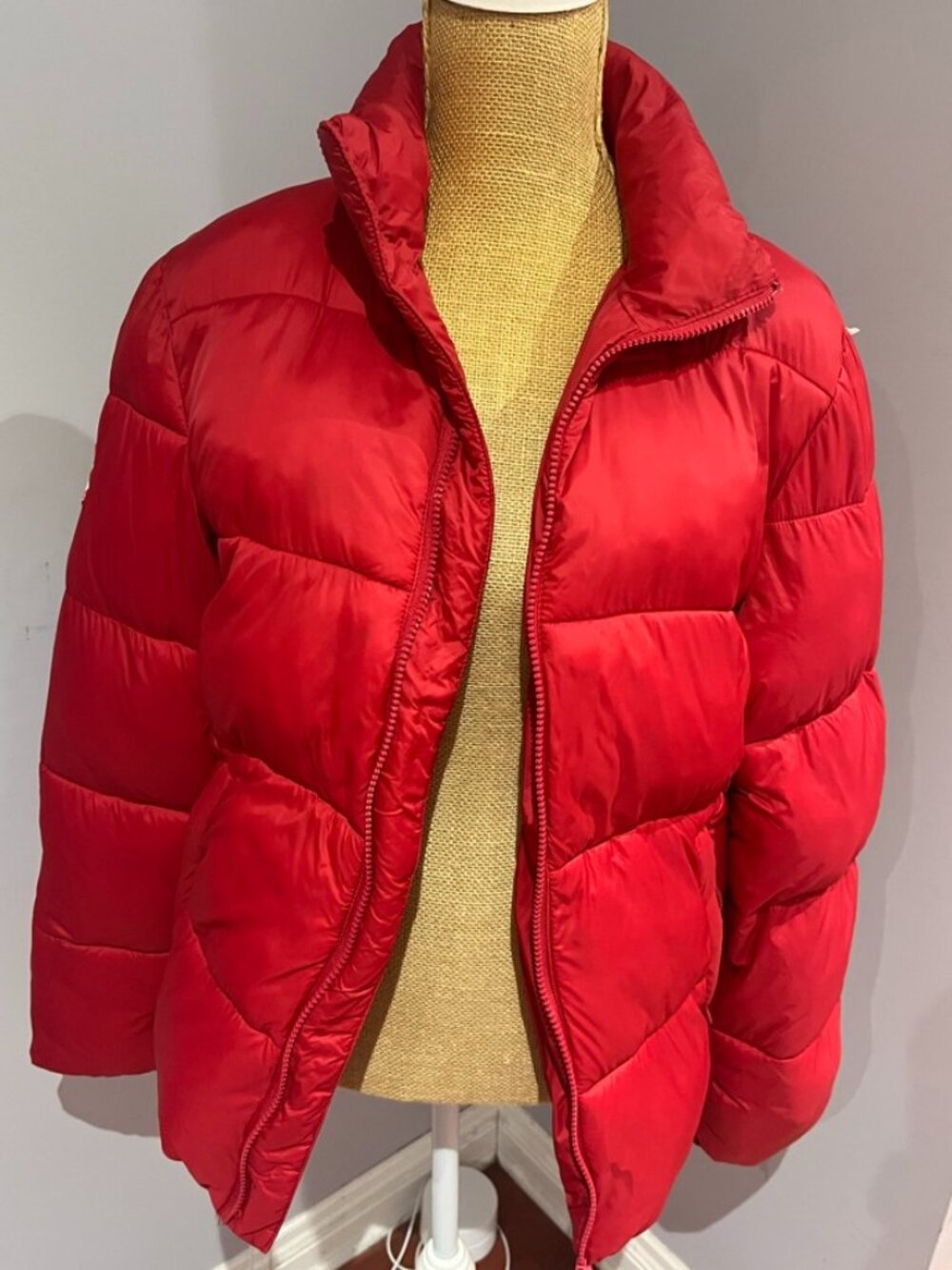Kangol Classic Red Heavy Puffer Jacket Streetwear Coat Arm Crest Patch Size Smal